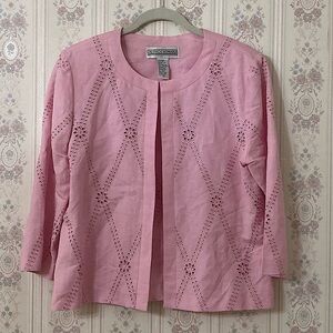 ⭐️ Vintage Jessica Howard Pink Floral Embroidered Jacket Size 12